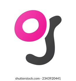 Magenta and Black Letter G Icon with Soft Round Lines on a White Background