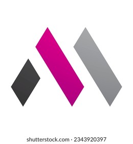 Magenta and Black Letter M Icon with Rectangles on a White Background