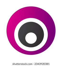 Magenta and Black Letter O Icon with Nested Circles on a White Background