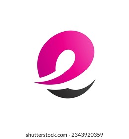 Icono de la letra minúscula E magenta y negra con curvas espirales suaves en un fondo blanco