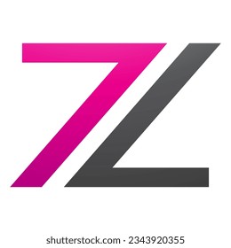 Magenta and Black Number 7 Shaped Letter Z Icon on a White Background
