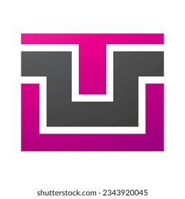 Magenta and Black Rectangle Shaped Letter U Icon on a White Background