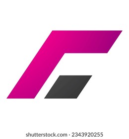 Ícono de letra cursiva rectangular de color negro y magenta sobre fondo blanco