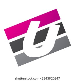 Magenta and Black Rectangular Shaped Letter U Icon on a White Background