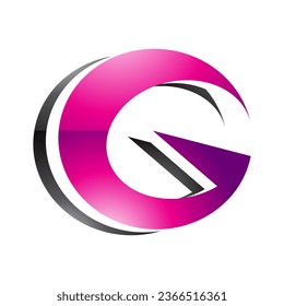 Magenta and Black Round Layered Glossy Letter G Icon on a White Background