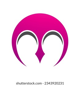 Magenta and Black Round Letter M Icon with Pointy Tips on a White Background