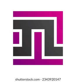 Magenta and Black Square Shaped Letter N Icon on a White Background