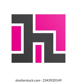 Magenta and Black Square Shaped Letter H Icon on a White Background