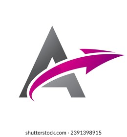 Magenta and Black Uppercase Letter A Icon with an Arrow on a White Background