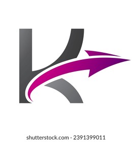 Magenta and Black Uppercase Letter K Icon with an Arrow on a White Background