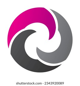 Magenta and Black Wave Shaped Letter O Icon on a White Background