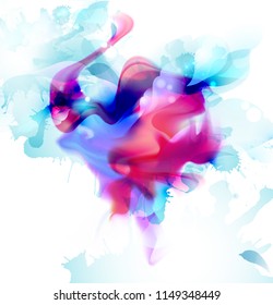 Magenta and blue colorful blot spread to the light background. Abstract vector composition for the bright design.