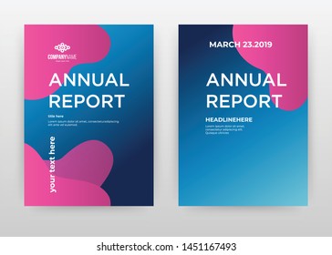 Magenta blue geometric liquid shapes design for annual report, brochure, flyer, poster. Purple blue gradient background vector illustration for flyer, poster. Business abstract A4 brochure template.