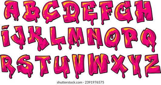 Magenta Bubble Graffiti Font: Vibrant Alphabet Set in Graffiti Style