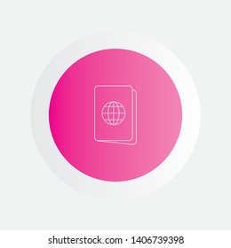 Magenta Button of Passport Line Icon.