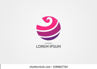 magenta circle abstract wave logo. 