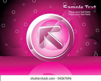 magenta circle, wavy background with glossy arrowhead