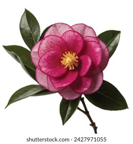 magenta color Camellia flower vector artwork 