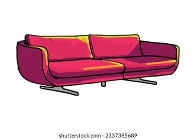 Magenta Cozy Sofa Illustration Vector