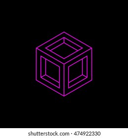 magenta cube vector logo template, geometry minimal icon concept