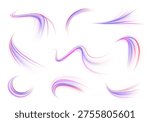 Magenta cyber rays swirl into vortex motion. Glowing arcs simulate energy rotation and speed burst. High quality PNG illustration isolated on transparent background.