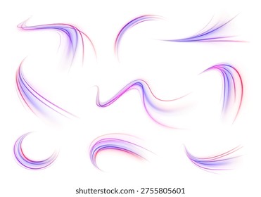 Magenta cyber rays swirl into vortex motion. Glowing arcs simulate energy rotation and speed burst. High quality PNG illustration isolated on transparent background.