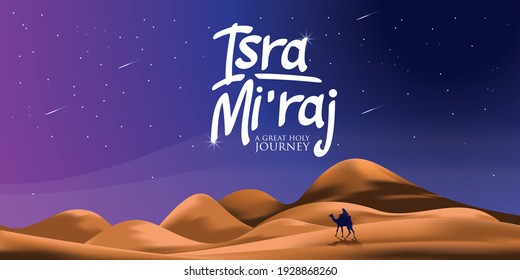 Magenta desert scenery in Vector Illustration of Al Isra wal Mi'raj