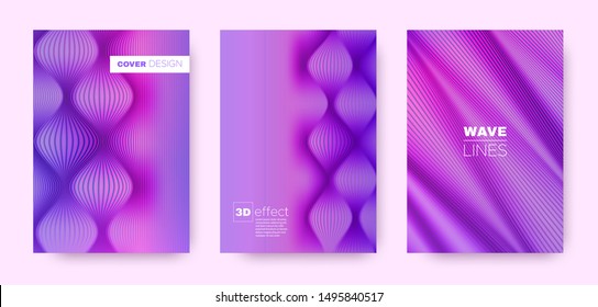 Magenta Flow Cover. Pink Design Template. Business Distorted Texture. 3d Geometric Background. Blue Striped Pattern. Flow Background. Minimal Cover. 3d Movement Shapes.