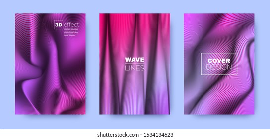 Magenta Fluid Cover. Pink Minimal Template. Dynamic Distorted Lines. 3d Geometric Background. Neon Distorted Lines. Flow Brochure. Design Cover. 3d Geometric Concept.