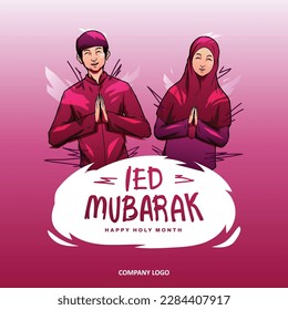 Magenta fun Ied Mubarak illustration for social media