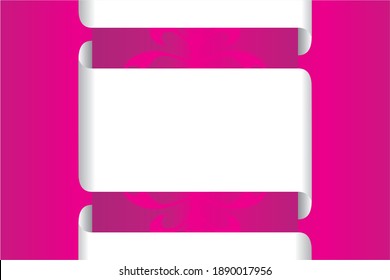 Magenta gradient background in darker side with folded ribbon
effect in white color showing in the middle of the page with space
empty for text matter with floral design highlighting in the back