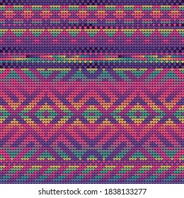 Magenta Gradient Colors Seamless Pattern of Christmas Knitting