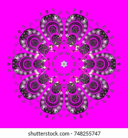 Magenta, gray and brown snowflakes. Vector illustration. Christmas pattern with snowflakes abstract background. Holiday design for Christmas and New Year fashion prints.