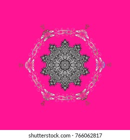 Magenta, gray and neutral snowflakes. Vector illustration. Christmas pattern with snowflakes abstract background. Holiday design for Christmas and New Year fashion prints.