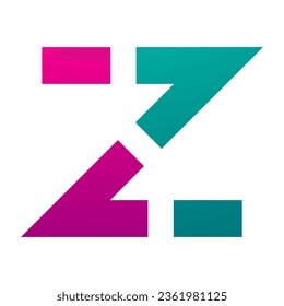 Magenta and Green Dotted Line Shaped Letter Z Icon on a White Background