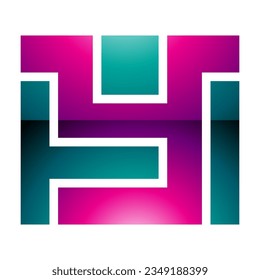 Magenta and Green Glossy Rectangle Shaped Letter Y Icon on a White Background