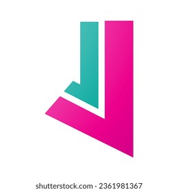 Magenta and Green Letter J Icon with Straight Lines on a White Background