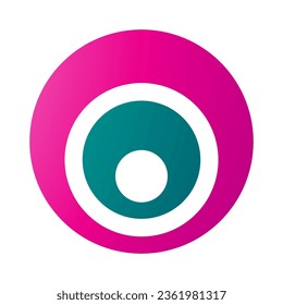 Magenta and Green Letter O Icon with Nested Circles on a White Background