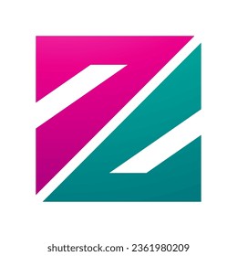 Magenta and Green Triangular Square Shaped Letter Z Icon on a White Background