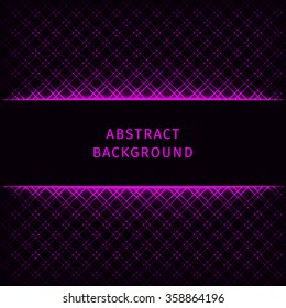 Magenta lights abstract geometric shape on dark background