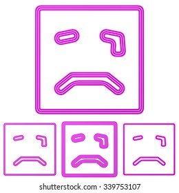 Magenta line crying face logo design set