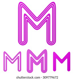 Magenta line m logo design set