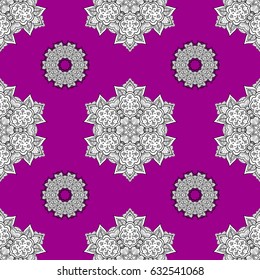 Magenta linear background. Decorative illustration for print, web. Floral seamless pattern with swirl. Magenta background.