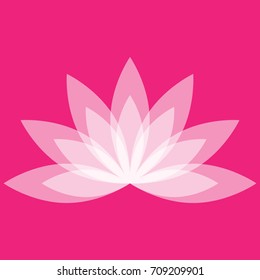 Magenta lotus image - logo motif - which expresses the beauty and power of the blooming flower