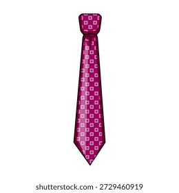 Corbata magenta que muestra un patrón cuadrado blanco, que representa el atuendo profesional del negocio, la moda formal, la ropa de los hombres, y los accesorios elegantes de la ropa aislados en un fondo blanco