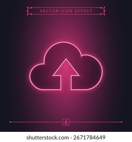 Icono de Cargar de neón magenta con efecto de línea de Vector brillante