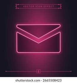 Magenta neon email message and post icon with modern line vector effect