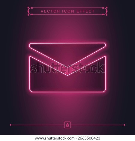 Magenta neon email message and post icon with modern line vector effect