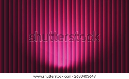 Magenta neon vertical stripes background with soft spotlight glow, abstract stage curtain lighting, modern pink gradient lines, vibrant backdrop decor