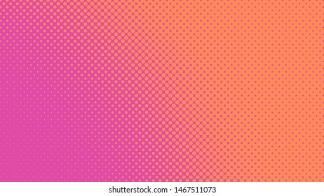 Magenta and orange retro pop art background with halftone dots design